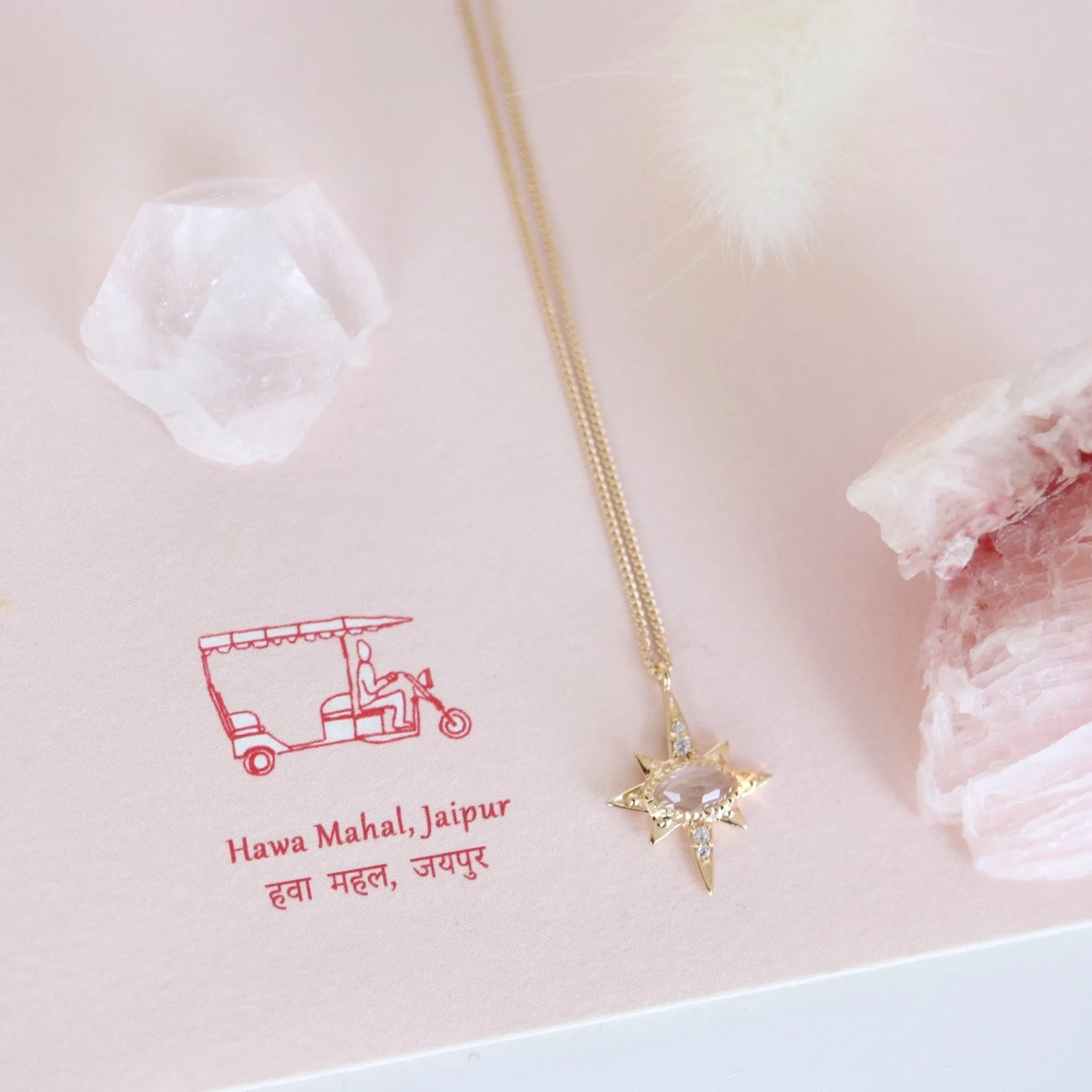 MINI IMAGINE PENDANT NECKLACE - WHITE TOPAZ, CUBIC ZIRCONIA & GOLD