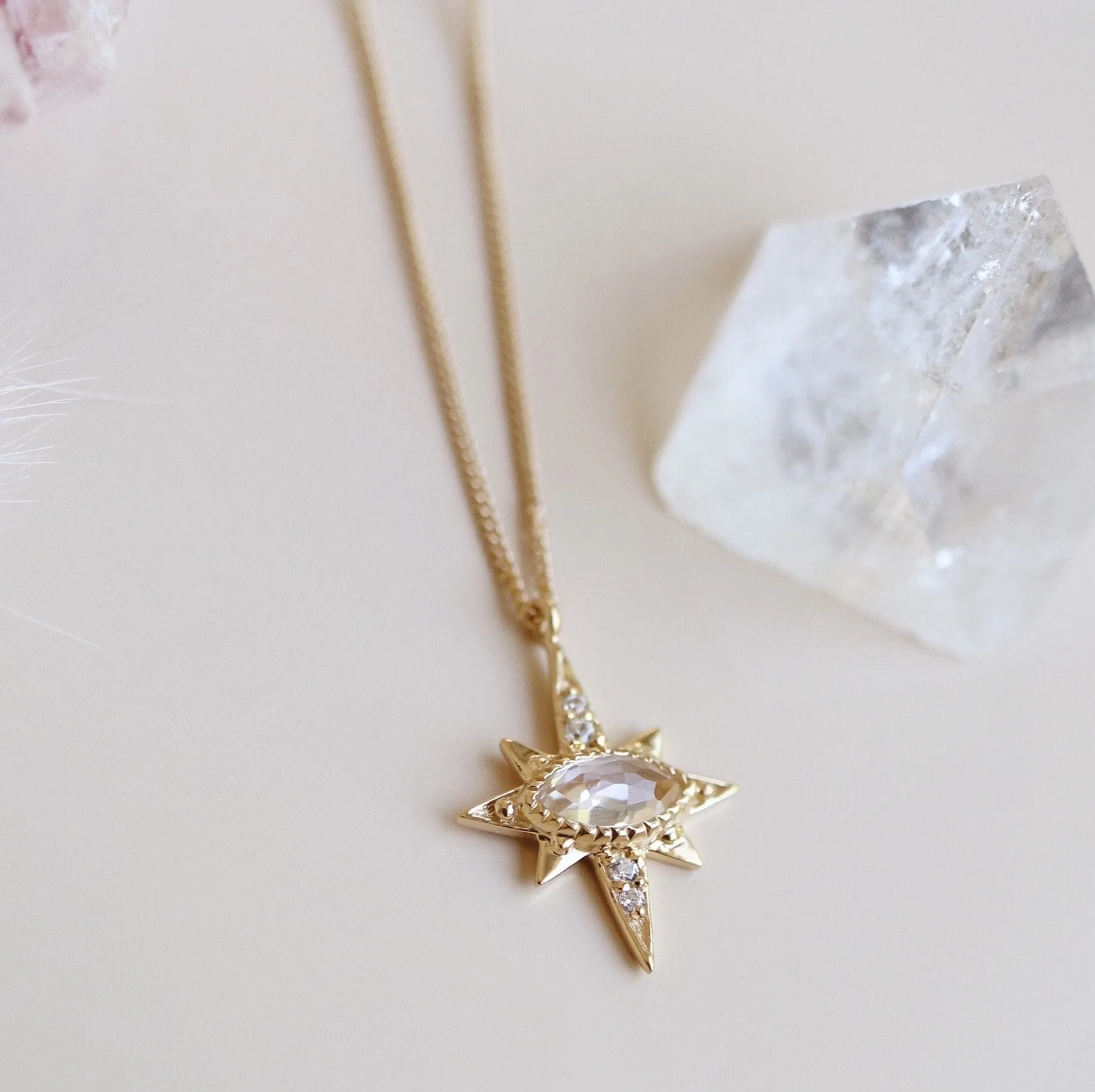 MINI IMAGINE PENDANT NECKLACE - WHITE TOPAZ, CUBIC ZIRCONIA & GOLD