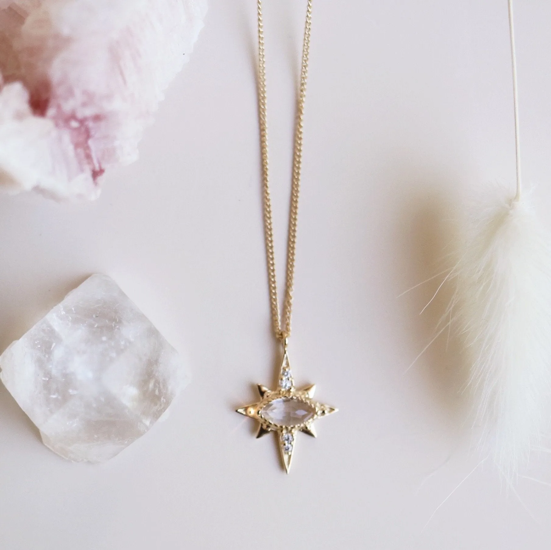 MINI IMAGINE PENDANT NECKLACE - WHITE TOPAZ, CUBIC ZIRCONIA & GOLD