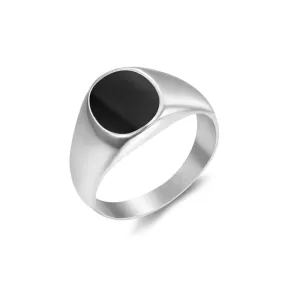 MINI OVAL BLACK SIGNET RING