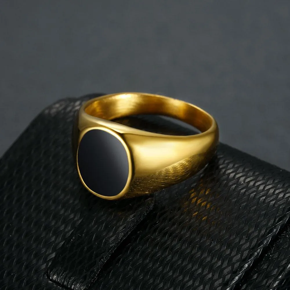 MINI OVAL BLACK SIGNET RING