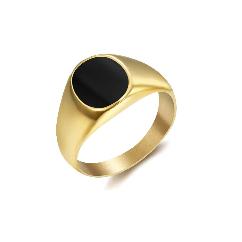 MINI OVAL BLACK SIGNET RING