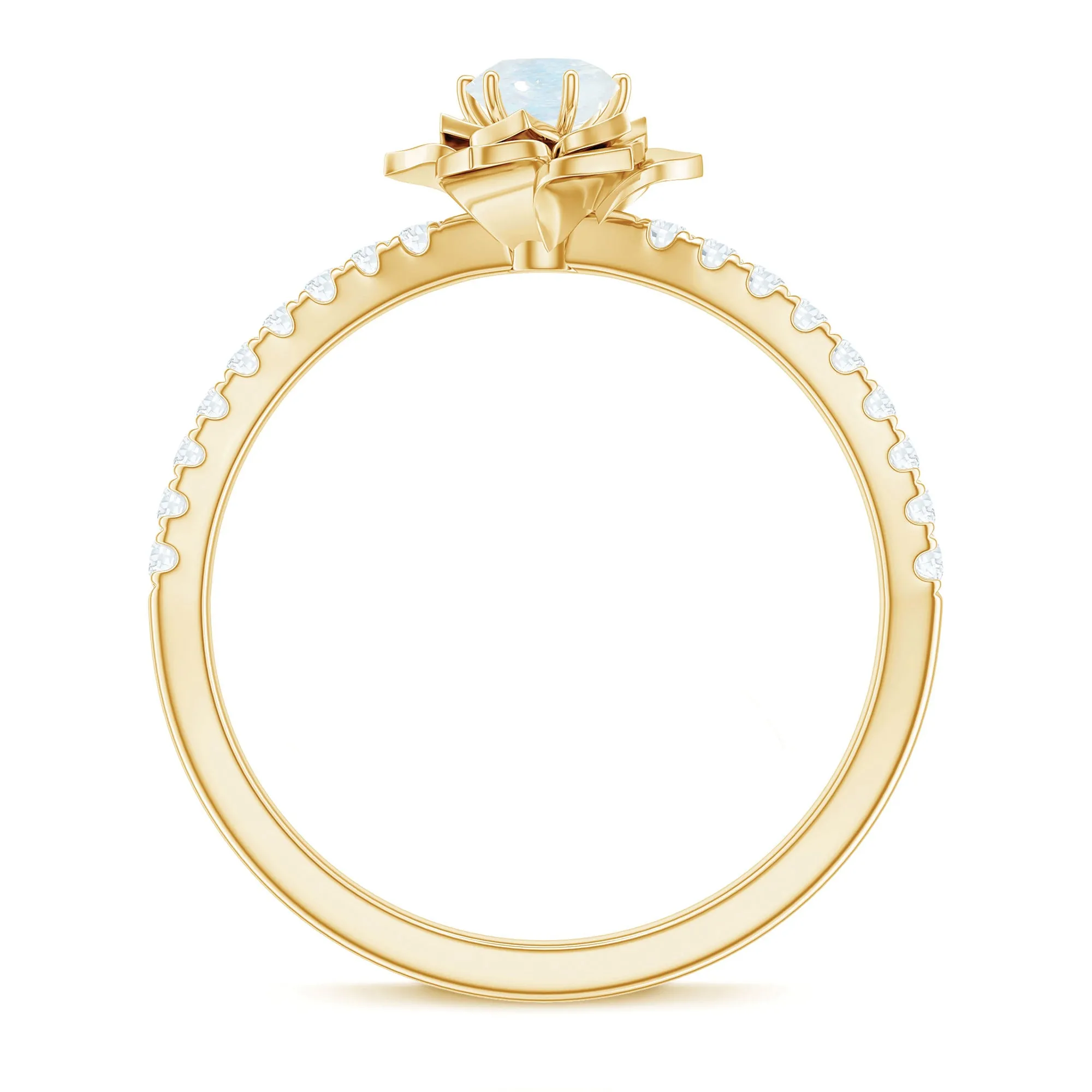 Moonstone and Diamond Flower Engagement Ring