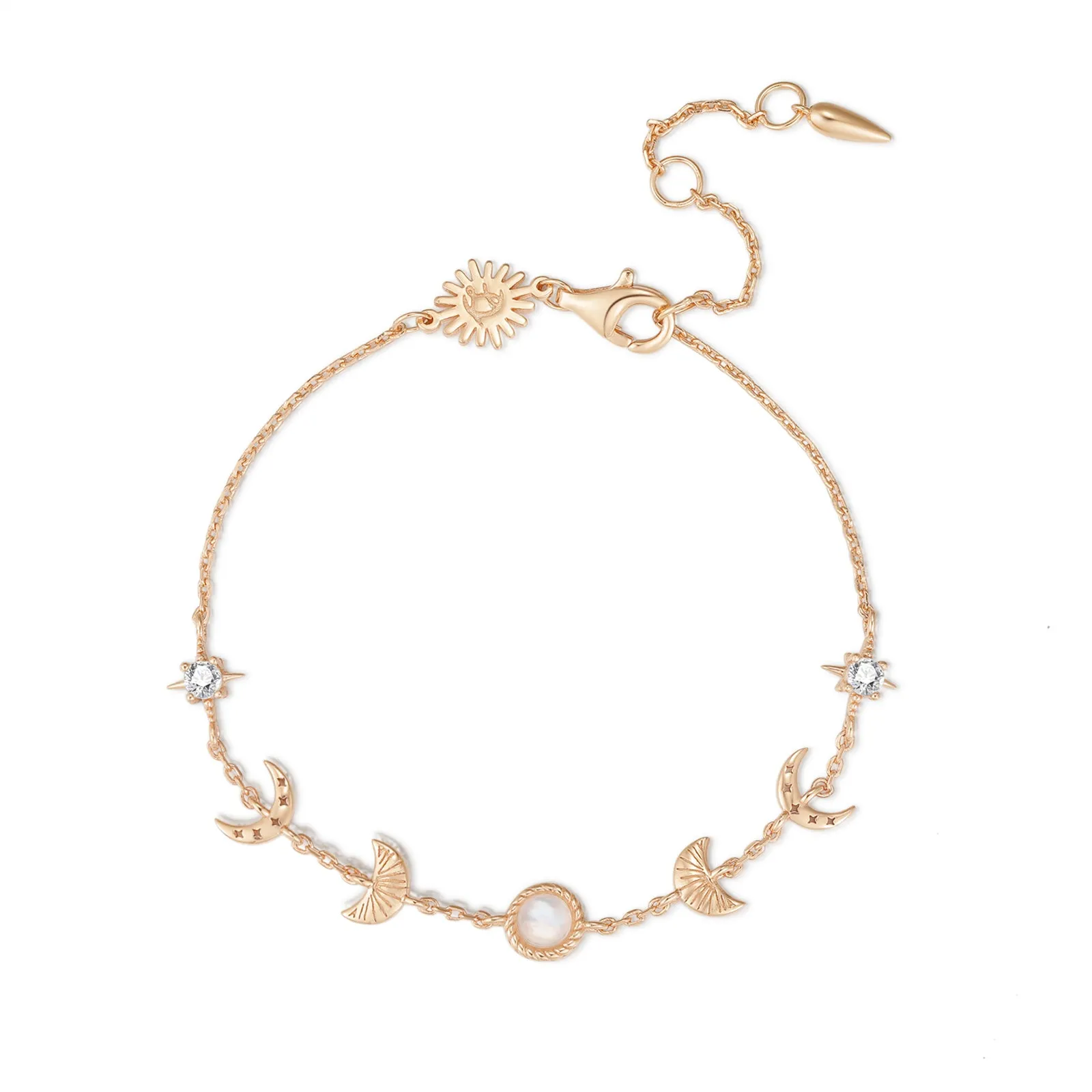 Moonstone Gold Bracelet - Moon Phases