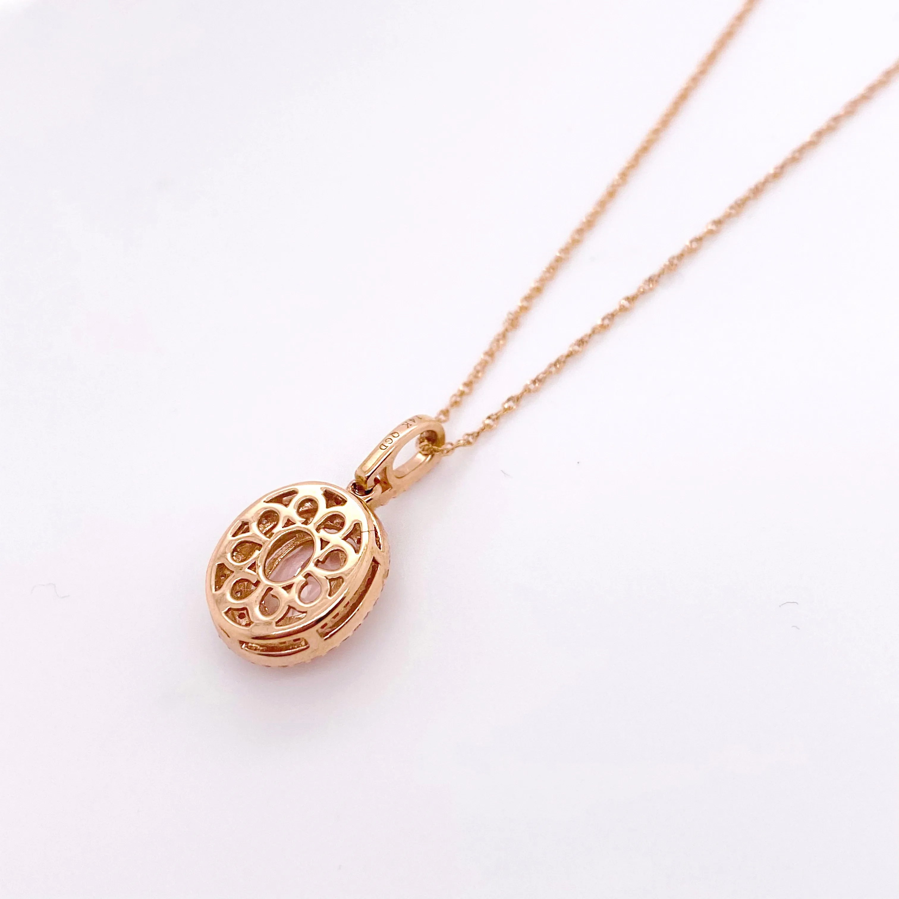 Morganite Double Diamond Halo Necklace