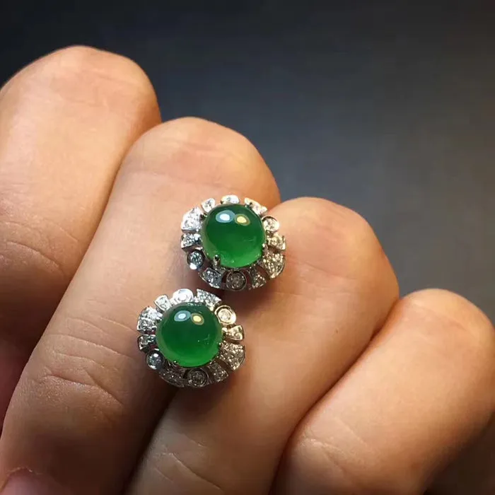Natural Jade Earrings Jadeite Earrings NEG10