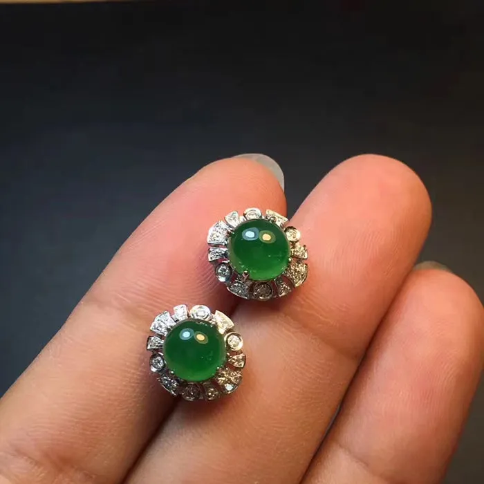 Natural Jade Earrings Jadeite Earrings NEG10