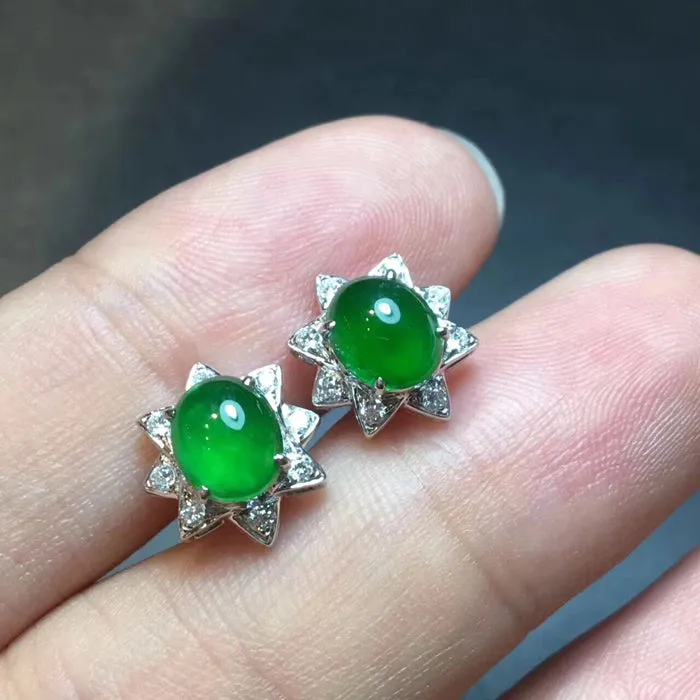 Natural Jade Earrings Jadeite Earrings NEG35
