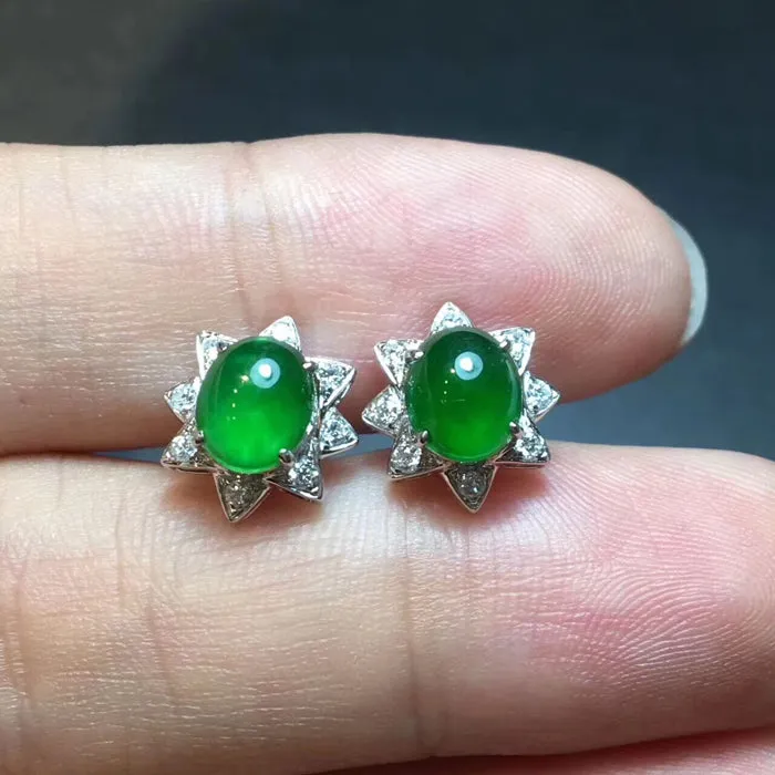 Natural Jade Earrings Jadeite Earrings NEG35