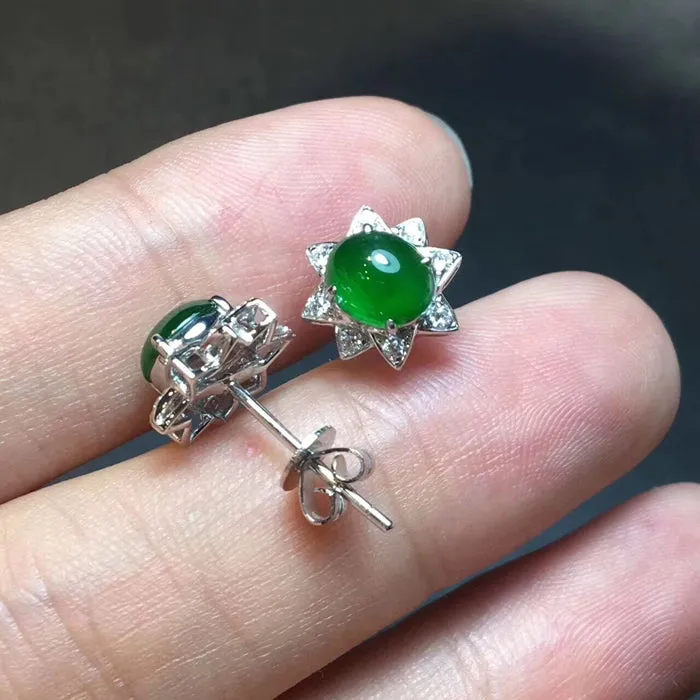 Natural Jade Earrings Jadeite Earrings NEG35
