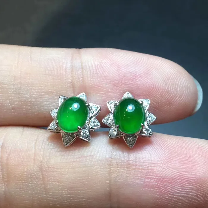 Natural Jade Earrings Jadeite Earrings NEG35