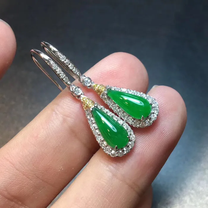 Natural Jade Earrings Jadeite Earrings NEG55