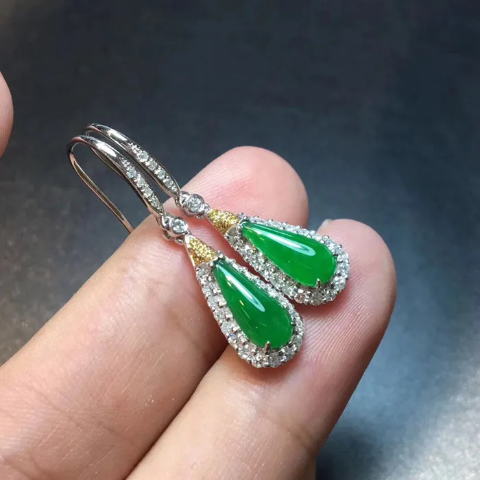 Natural Jade Earrings Jadeite Earrings NEG55