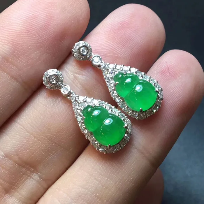 Natural Jade Earrings Jadeite Earrings NEG67