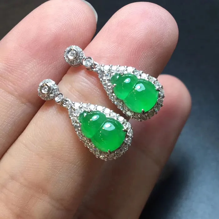 Natural Jade Earrings Jadeite Earrings NEG67
