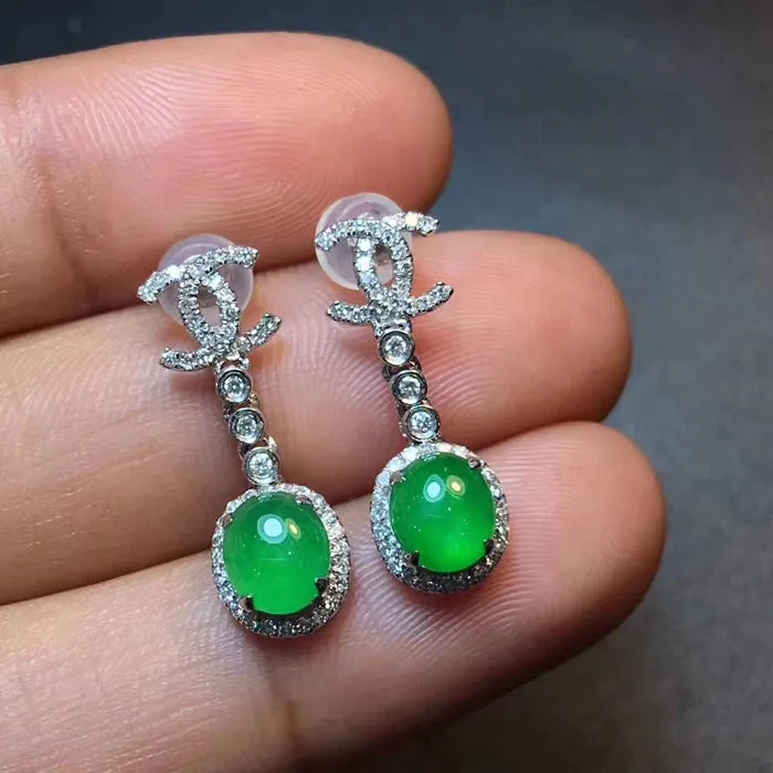 Natural Jade Earrings Jadeite Earrings NEG6