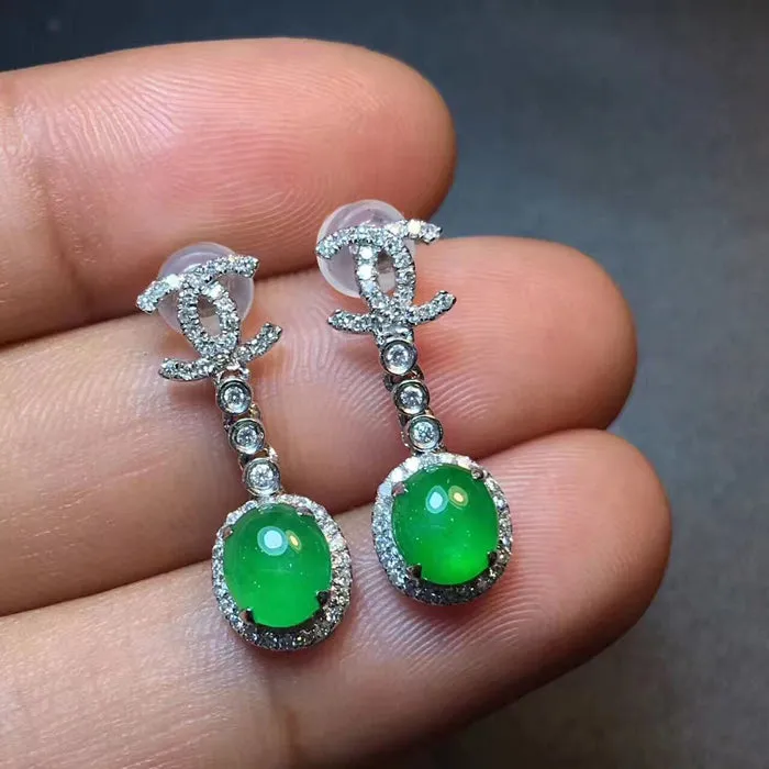 Natural Jade Earrings Jadeite Earrings NEG6