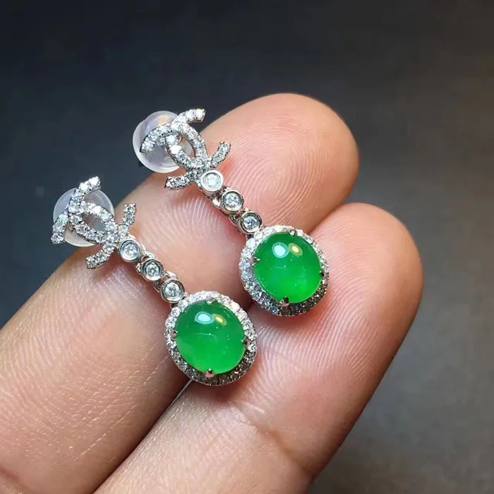 Natural Jade Earrings Jadeite Earrings NEG6