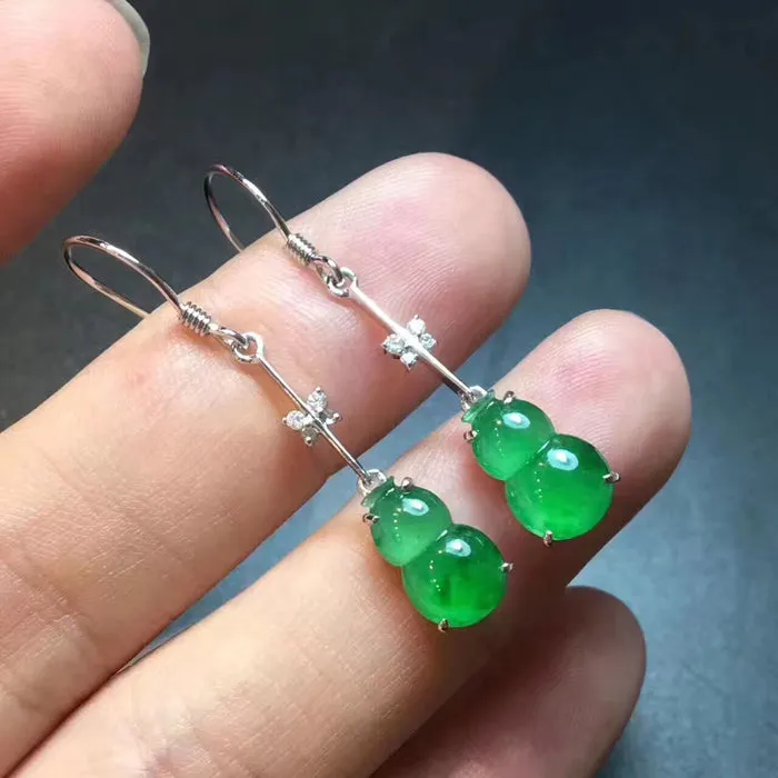 Natural Jade Earrings Jadeite Earrings NEG83