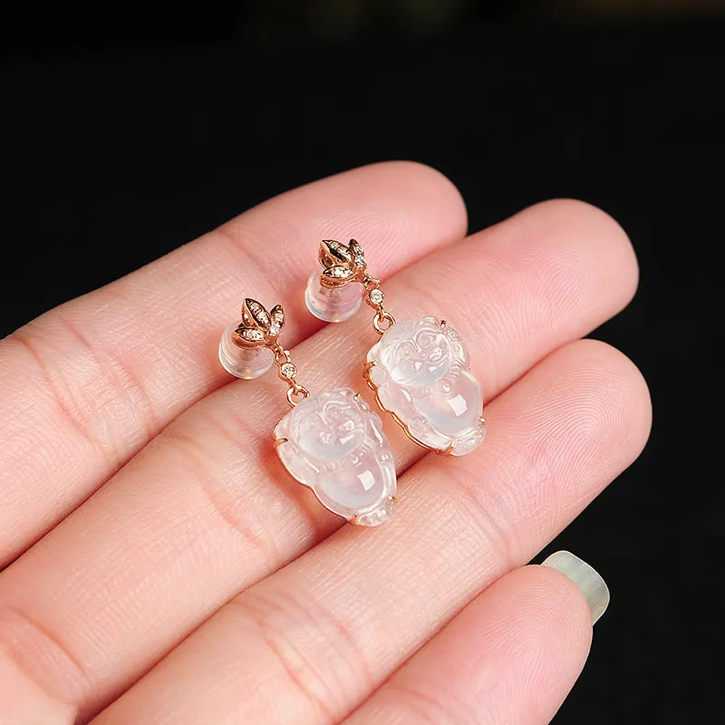 Natural Jade Earrings Jadeite Gold Earrings EG15