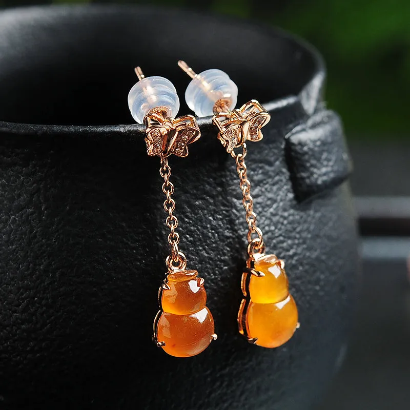 Natural Jade Earrings Jadeite Gold Earrings EG28