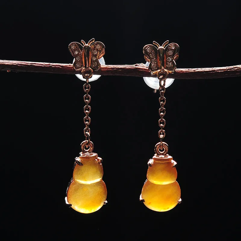 Natural Jade Earrings Jadeite Gold Earrings EG28