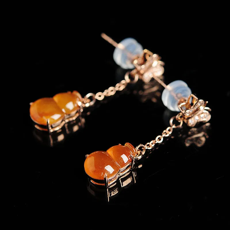 Natural Jade Earrings Jadeite Gold Earrings EG28