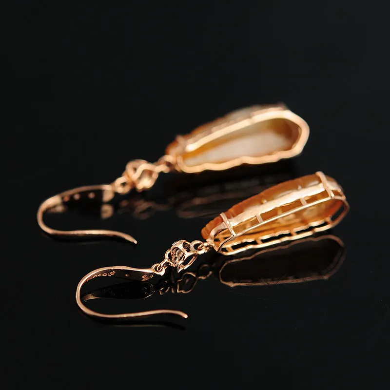 Natural Jade Earrings Jadeite Gold Earrings EG31