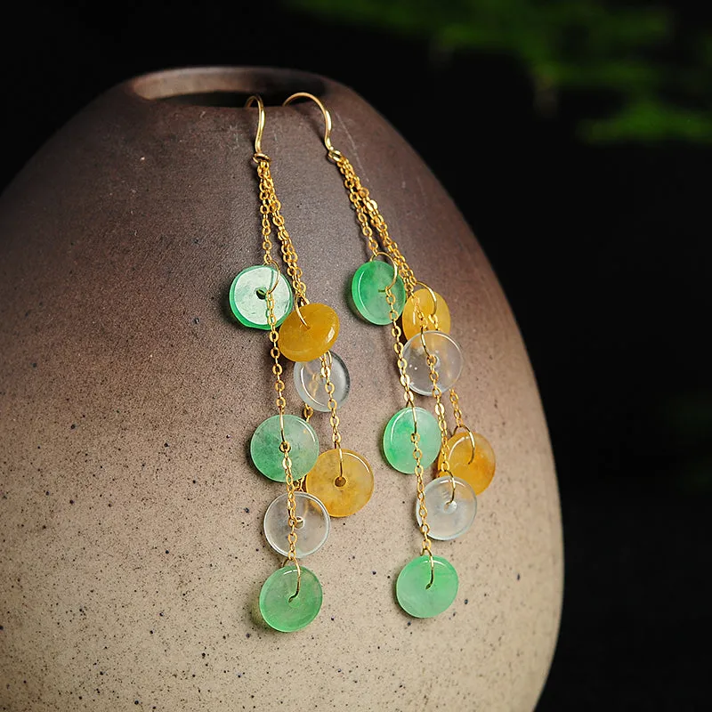 Natural Jade Earrings Jadeite Gold Earrings EG60