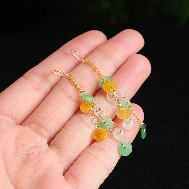 Natural Jade Earrings Jadeite Gold Earrings EG60