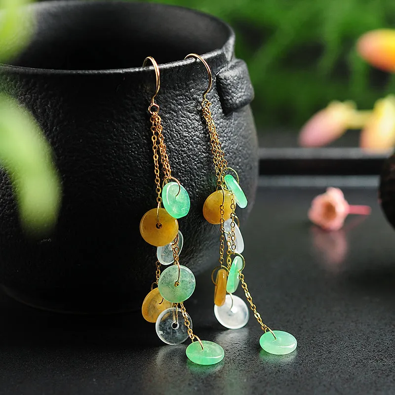 Natural Jade Earrings Jadeite Gold Earrings EG60