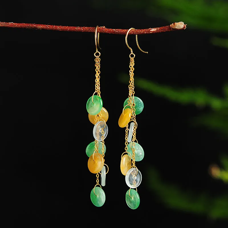 Natural Jade Earrings Jadeite Gold Earrings EG60