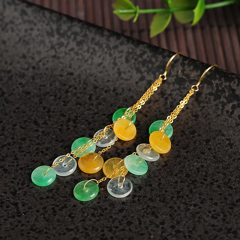Natural Jade Earrings Jadeite Gold Earrings EG60