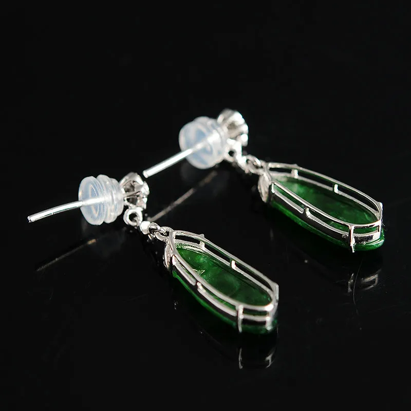 Natural Jade Earrings Jadeite Gold Earrings EG7