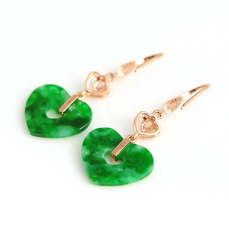 Natural Jade Earrings Jadeite Gold Earrings EG9