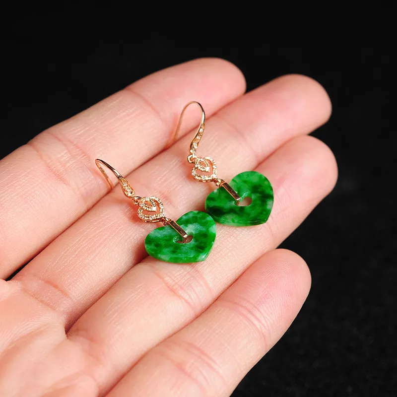 Natural Jade Earrings Jadeite Gold Earrings EG9
