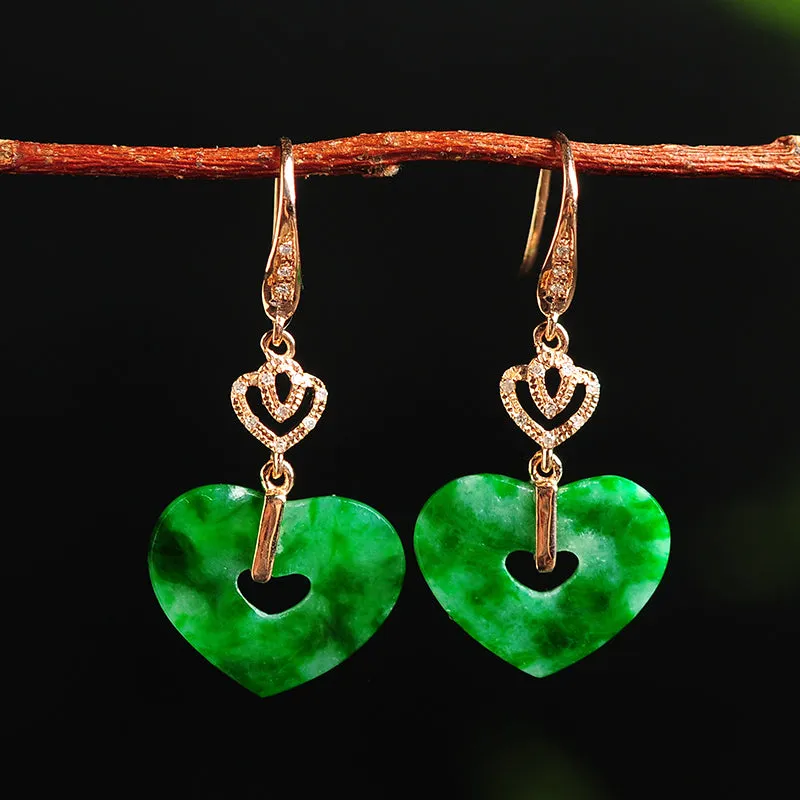Natural Jade Earrings Jadeite Gold Earrings EG9
