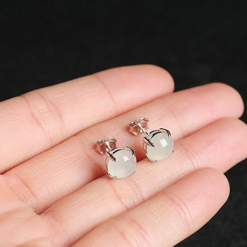 Natural Jade Earrings Jadeite Silver Earrings WE21