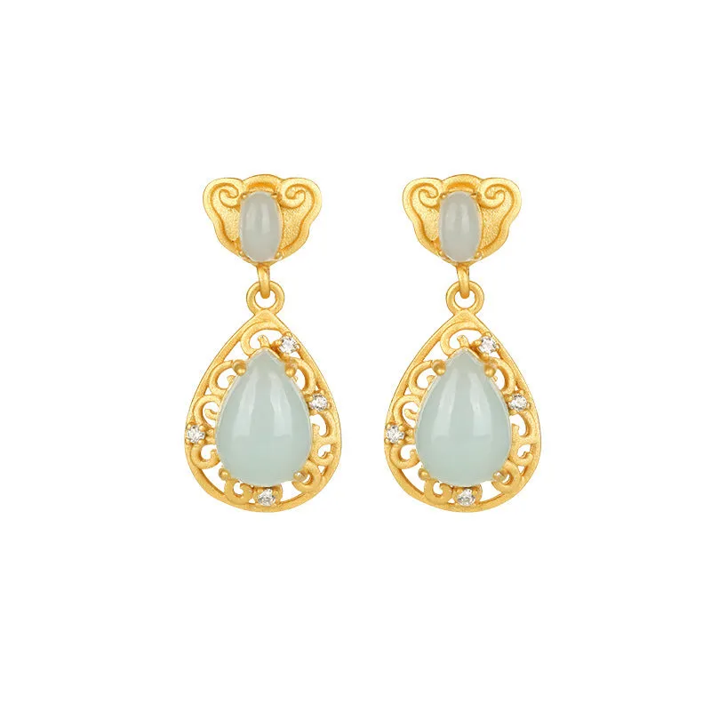 Natural Jade Earrings Jadeite Silver Earrings ZNE272