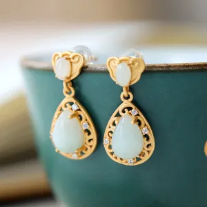 Natural Jade Earrings Jadeite Silver Earrings ZNE272
