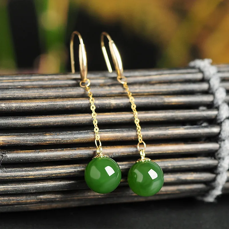 Natural Jade Earrings Nephrite Gold Earrings EG88