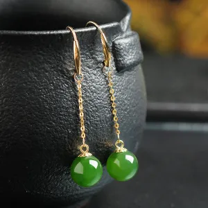 Natural Jade Earrings Nephrite Gold Earrings EG88