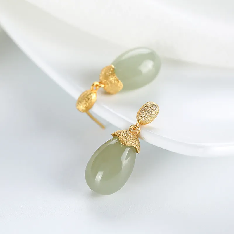 Natural Jade Earrings Nephrite Silver Earrings ZNE130