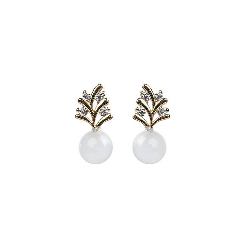 Natural Jade Earrings Nephrite Silver Earrings ZNE180