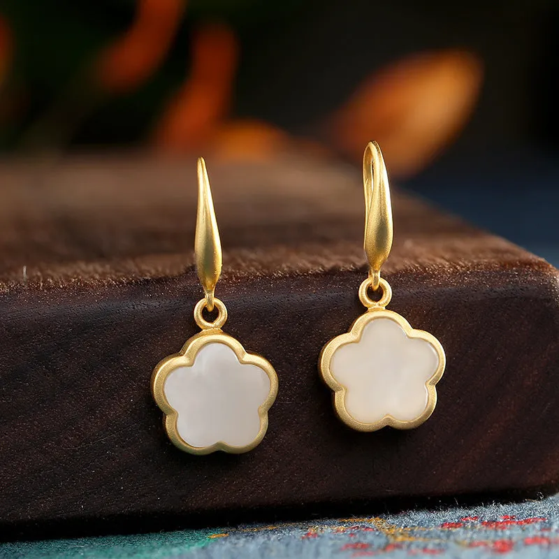 Natural Jade Earrings Nephrite Silver Earrings ZNE182