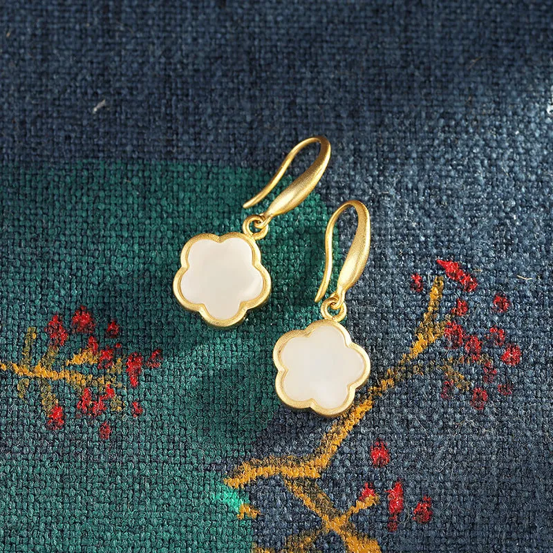 Natural Jade Earrings Nephrite Silver Earrings ZNE182