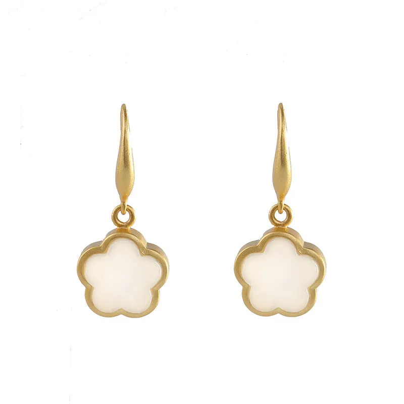 Natural Jade Earrings Nephrite Silver Earrings ZNE182