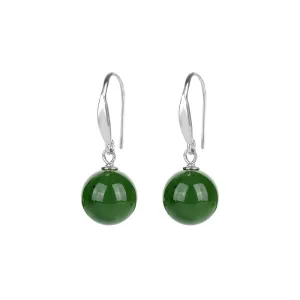 Natural Jade Earrings Nephrite Silver Earrings ZNE261