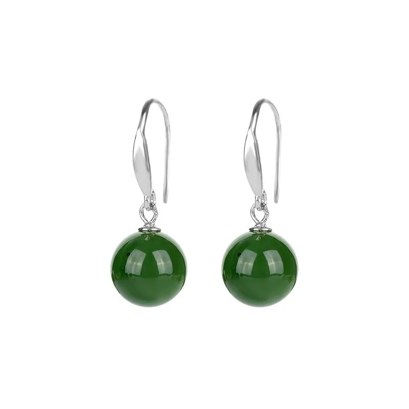 Natural Jade Earrings Nephrite Silver Earrings ZNE261