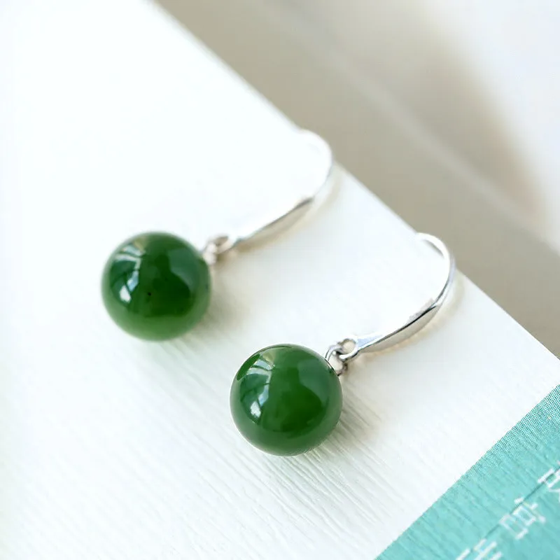 Natural Jade Earrings Nephrite Silver Earrings ZNE261